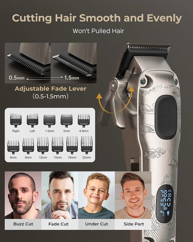 Alt view image 2 of 7 - VGRPRO Hair Clippers for Men, Beard Trimmer, Foil Shaver 3-in-1 Clipper Set