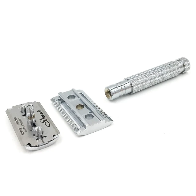 Alt view image 5 of 7 - Parker 94R Hefty Safety Razor, Chrome Brass Handle, 5 Blades