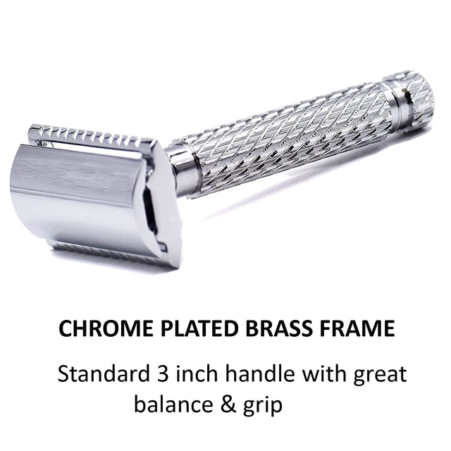 Alt view image 6 of 7 - Parker 94R Hefty Safety Razor, Chrome Brass Handle, 5 Blades