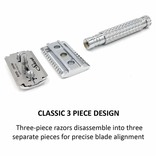 Alt view image 7 of 7 - Parker 94R Hefty Safety Razor, Chrome Brass Handle, 5 Blades