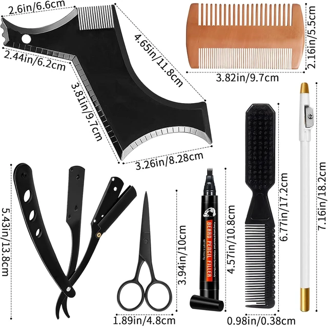 Alt view image 2 of 7 - Beard Shaper for Men Beard Shaping Tools - Beard Straightener, Beard Template Guide, Professional Straight Edge Razor, Edge Blade, Barber Pencil, Beard Comb, Scissor, Gifts for Men Boyfriend Husband