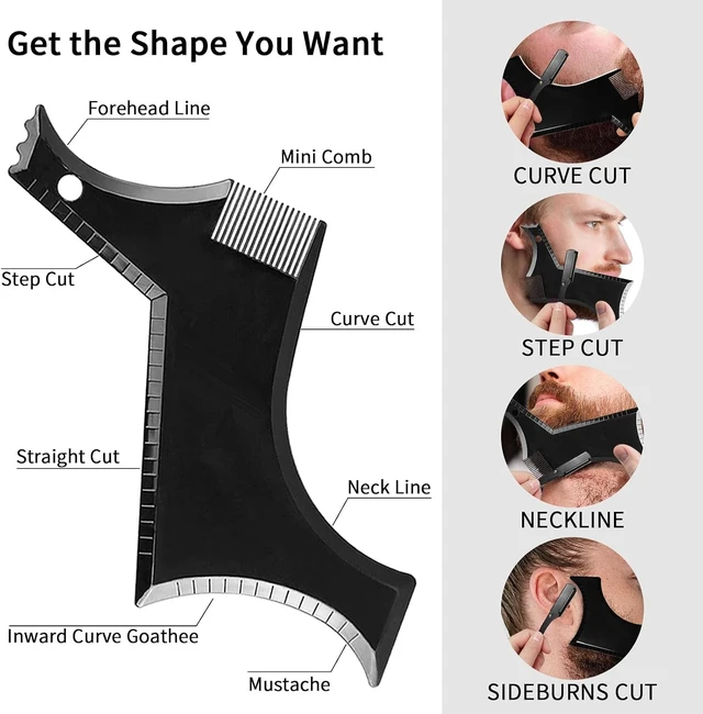 Alt view image 3 of 7 - Beard Shaper for Men Beard Shaping Tools - Beard Straightener, Beard Template Guide, Professional Straight Edge Razor, Edge Blade, Barber Pencil, Beard Comb, Scissor, Gifts for Men Boyfriend Husband