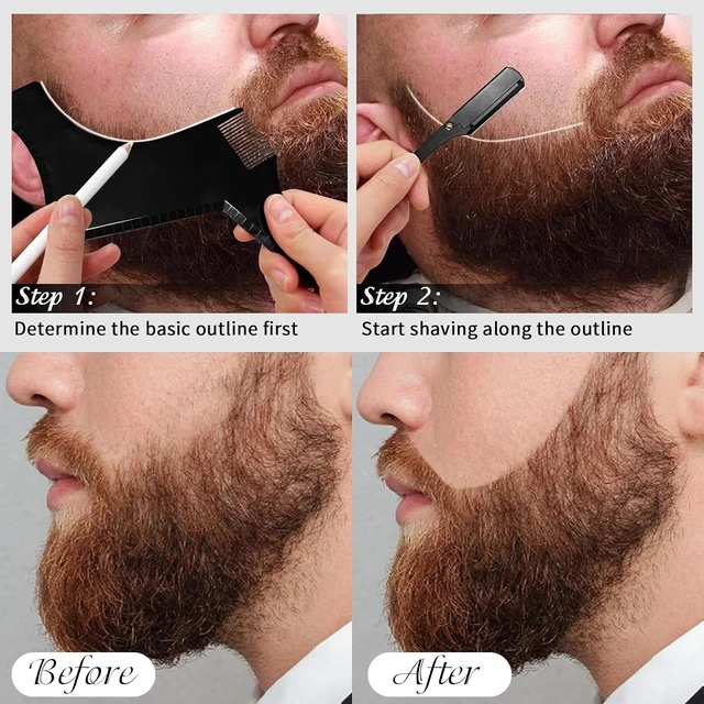 Alt view image 7 of 7 - Beard Shaper for Men Beard Shaping Tools - Beard Straightener, Beard Template Guide, Professional Straight Edge Razor, Edge Blade, Barber Pencil, Beard Comb, Scissor, Gifts for Men Boyfriend Husband