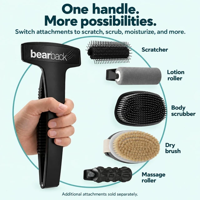 Alt view image 4 of 5 - Bearback Back Shaver for Men - Effortless Reach 17 Folding Handle for a Smooth Solo Shave - Pivoting Triple Blade Technology, Part of the Bearback Interchangeable Grooming System