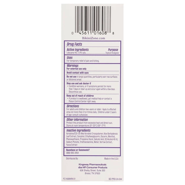 Alt view image 2 of 7 - Bikini Zone Medicated After Shave Gel with Lidocaine, 1 Oz, 3 Pack