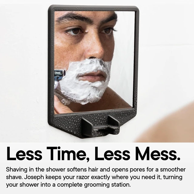 Alt view image 3 of 7 - TOOLETRIES The Joseph Shower Mirror for Shaving and Razor Holder - Charcoal