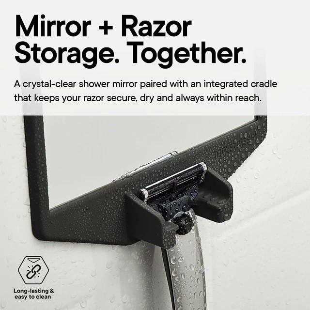 Alt view image 4 of 7 - TOOLETRIES The Joseph Shower Mirror for Shaving and Razor Holder - Charcoal