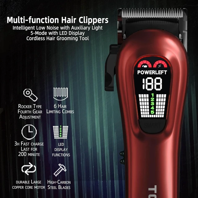 Alt view image 2 of 6 - TCMKY Hair Clippers for Men Barber Clippers Rechargeable Hair Trimmer Kit