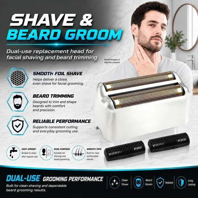 Alt view image 2 of 7 - Shaver Replacement Foil & Cutters Compatible with BaBylissPRO FXFS2 Heads