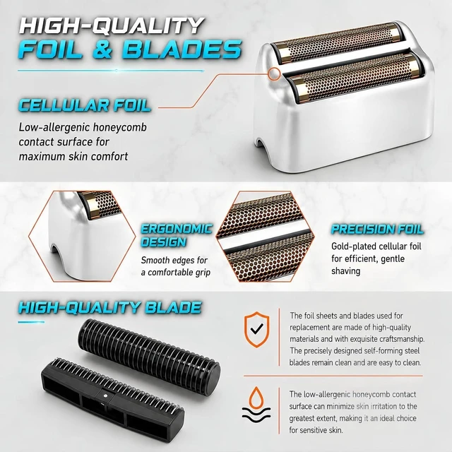 Alt view image 3 of 7 - Shaver Replacement Foil & Cutters Compatible with BaBylissPRO FXFS2 Heads