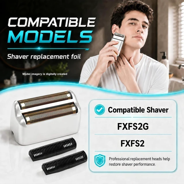 Alt view image 4 of 7 - Shaver Replacement Foil & Cutters Compatible with BaBylissPRO FXFS2 Heads