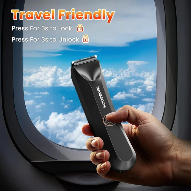 Alt view image 7 of 7 - MAXGROOM Manscape Body Hair Trimmer for Men, IPX7 Waterproof Pubic & Groin Hair Trimmer- Electric Ball Shaver with LED Light, Ceramic Blade, USB Rechargeable & Travel Pouch
