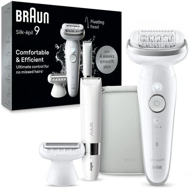 Main image of Braun Silk-épil 9 Epilator, Pivoting Head, Wet and Dry, Includes Body Trimmer, Shaver Head and Trimmer Comb, SES9-441
