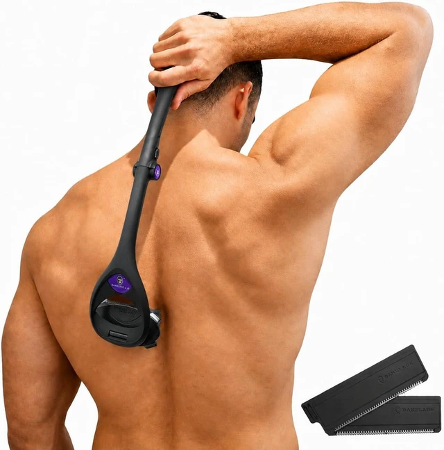 Main image of baKblade 2.0 PLUS - Back Shaver for Men (DIY), Ergonomic Handle, Shave Wet or Dry (Extra Blades Included)
