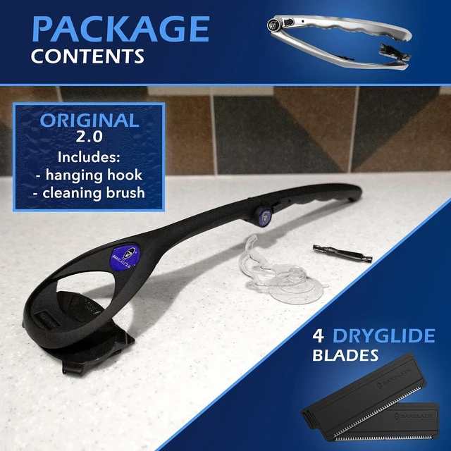 Alt view image 7 of 7 - baKblade 2.0 PLUS - Back Shaver for Men (DIY), Ergonomic Handle, Shave Wet or Dry (Extra Blades Included)