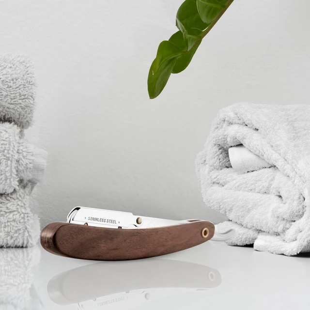 Alt view image 7 of 7 - Parker SRDW Walnut Wood Handle Barber Straight Razor with 5 blades
