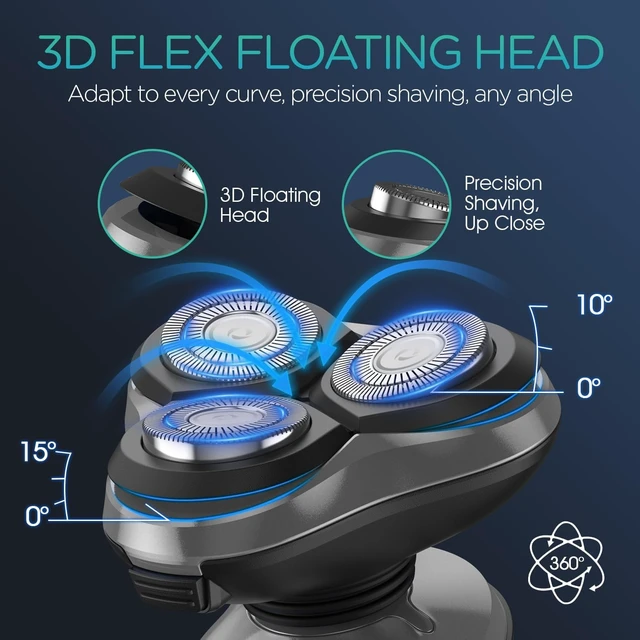 Alt view image 3 of 7 - VOYOR Electric Razor for Men, Rotary Shaver, 3D Floating Heads, Wet & Dry