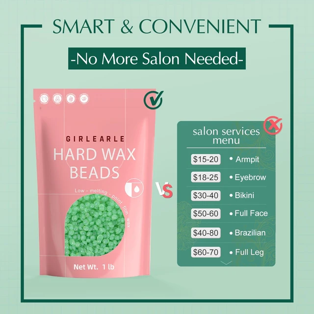 Alt view image 7 of 7 - GIRLEARLE Wax Beads (1lb) for Hair Removal - Aloe Vera Formula, Perfect for Sensitive Skin, Eyebrow, Brazilian Bikini, Legs, Facial and Full Body Waxing at Home