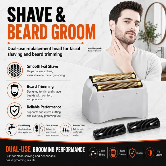Alt view image 2 of 7 - Shaver Replacement Pro Foil & Cutter,Compatible with Andis TS-1 Shaver Head