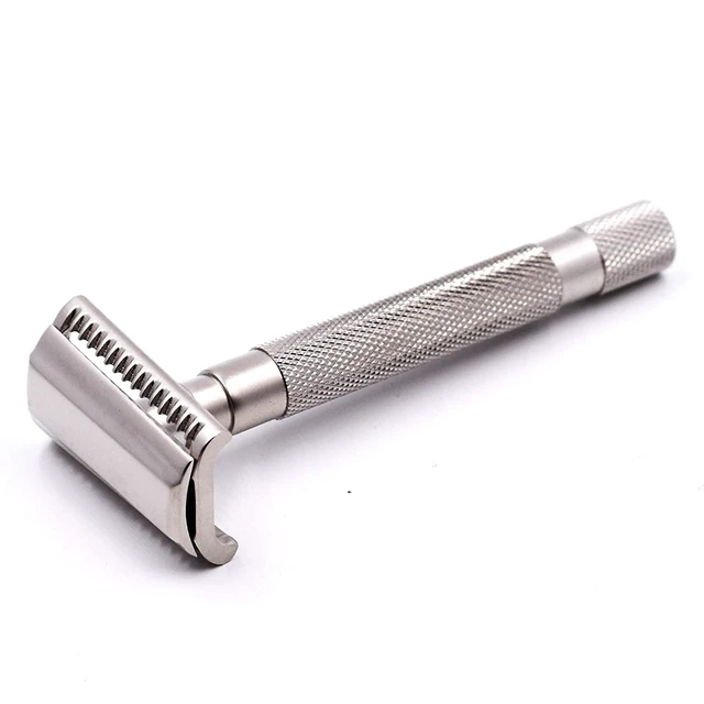 Alt view image 2 of 5 - Parker Semi-Slant Safety Razor Satin Chrome Finish | Smooth, Efficient Double Edge Wet Shaver for Men | Slanted Cutting Action + 5 Platinum Blades Included | Iconic Brand