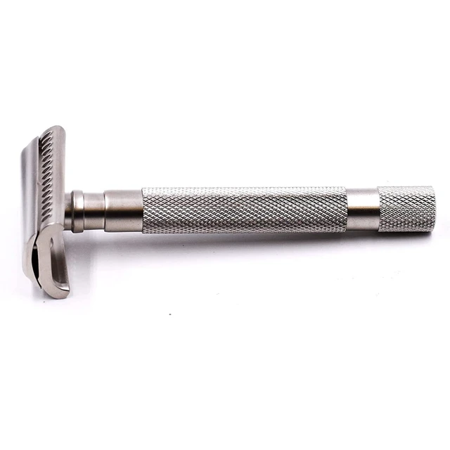 Alt view image 3 of 5 - Parker Semi-Slant Safety Razor Satin Chrome Finish | Smooth, Efficient Double Edge Wet Shaver for Men | Slanted Cutting Action + 5 Platinum Blades Included | Iconic Brand