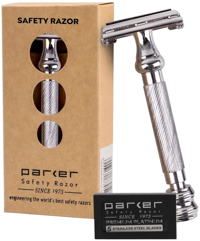 Main image of Parker 99R Chrome Double-Edge Safety Razor for Men With 5 DE Blades