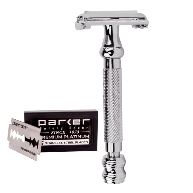 Alt view image 2 of 7 - Parker 99R Chrome Double-Edge Safety Razor for Men With 5 DE Blades