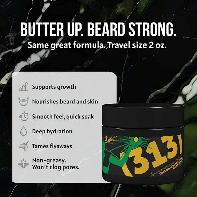 Alt view image 3 of 7 - Detroit Grooming Co. Beard Butter for Men - Premium Leave-In Conditioner & Softener with Safflower Oil & Shea Butter - Hydrating Beard Moisturizer for Growth & Thickness - Iconic 313, 2oz