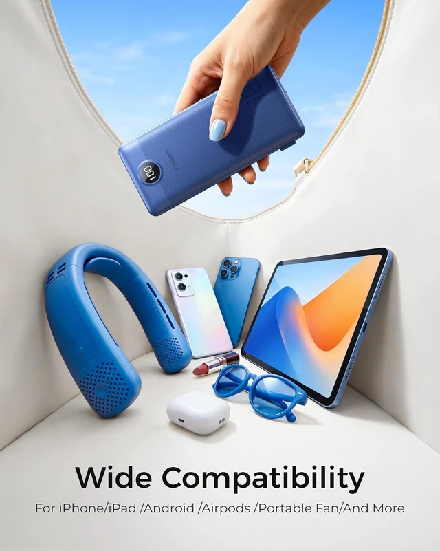 Alt view image 4 of 7 - VEGER Portable Charger for iPhone, Power Bank Built in Cables and Wall Plug