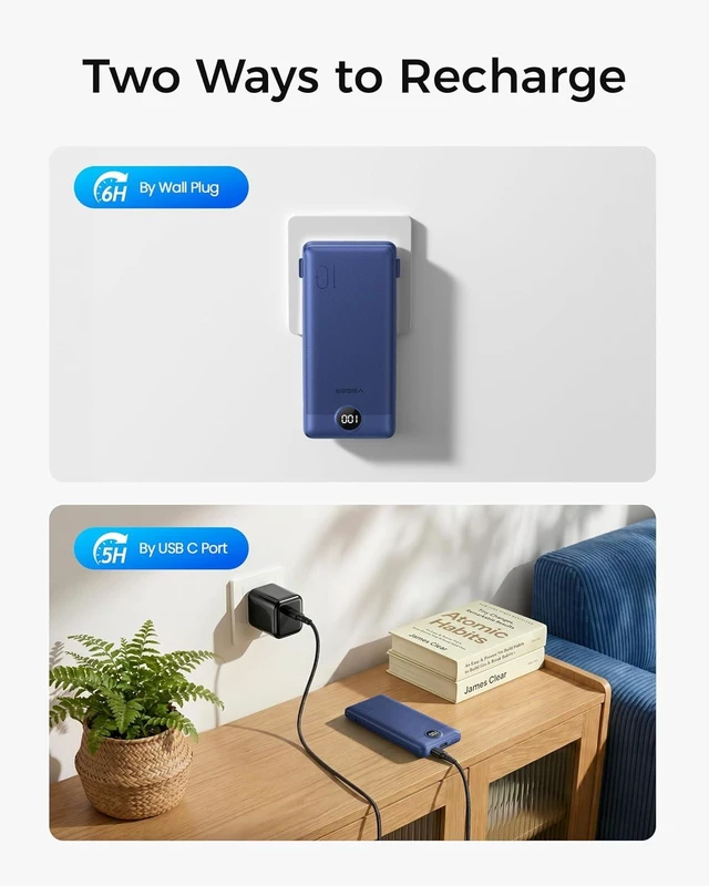 Alt view image 5 of 7 - VEGER Portable Charger for iPhone, Power Bank Built in Cables and Wall Plug