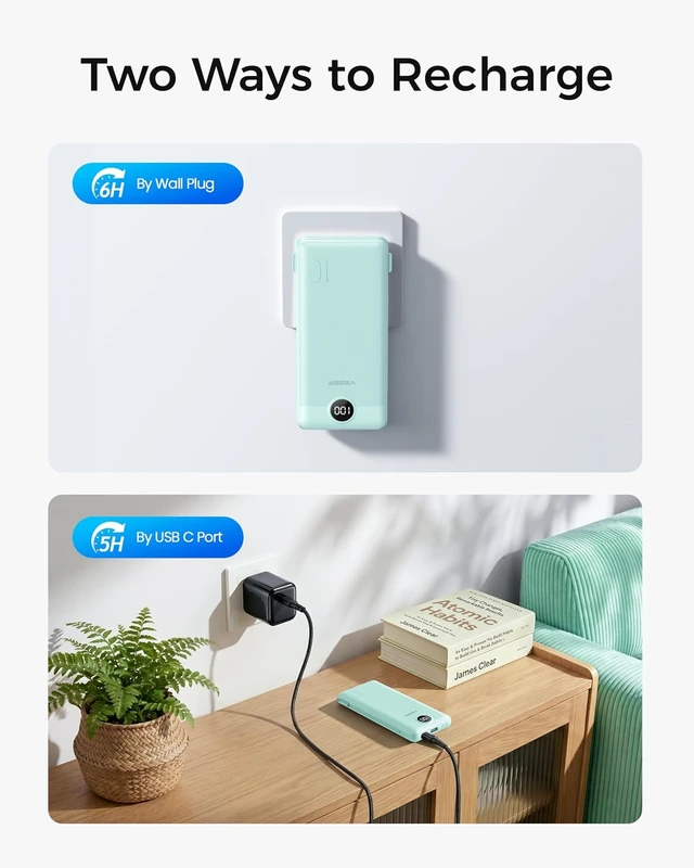 Alt view image 5 of 7 - VEGER Portable Charger for iPhone, Power Bank Built in Cables and Wall Plug