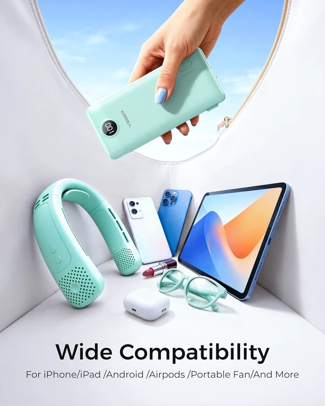 Alt view image 4 of 7 - VEGER Portable Charger for iPhone, Power Bank Built in Cables and Wall Plug