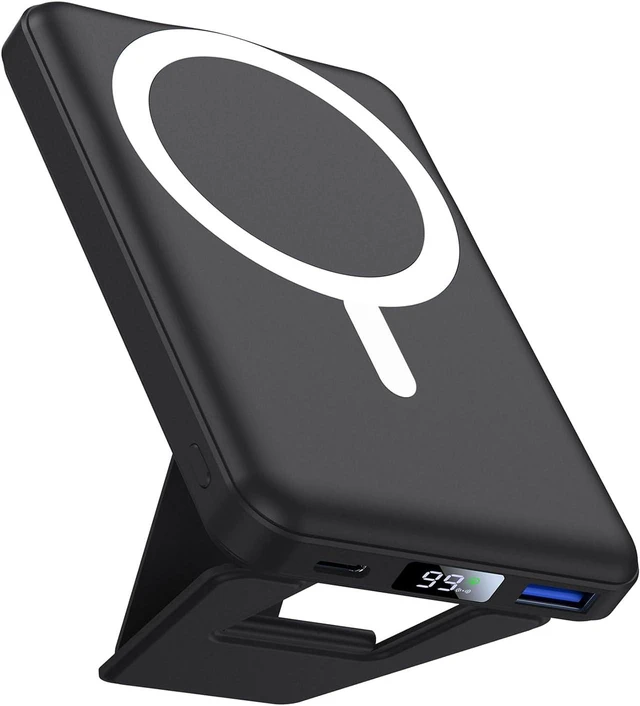Main image of AOGUERBE Magnetic Power Bank, 10000mAh Wireless Portable Charger with Stand