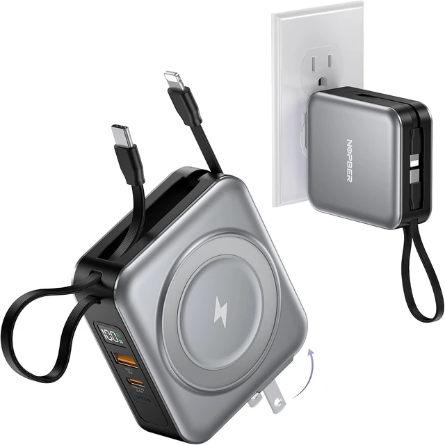 Main image of 10000mAh Portable Charger Power Bank Built in Cables&Wall Plug
