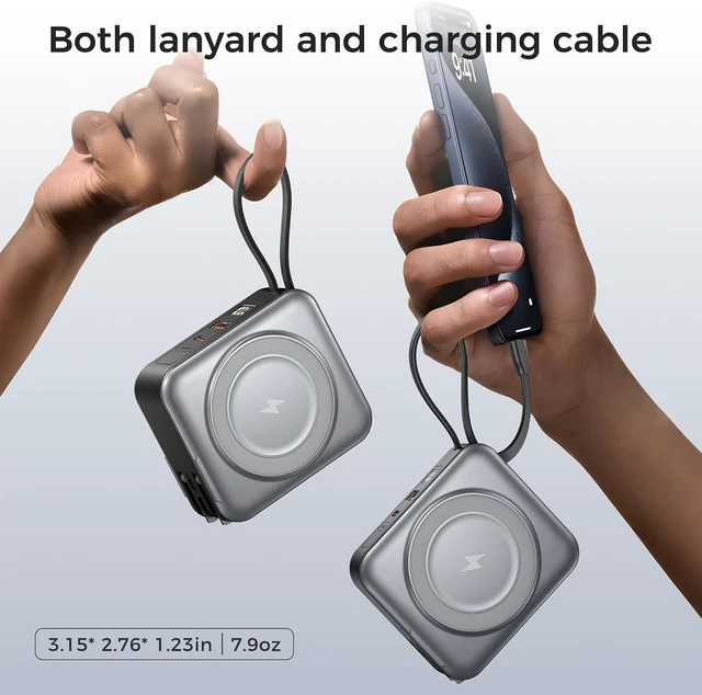 Alt view image 3 of 7 - 10000mAh Portable Charger Power Bank Built in Cables&Wall Plug