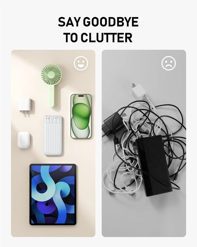 Alt view image 6 of 7 - charmast Portable Charger Built-in Cables, 20W Fast Charging Power Bank