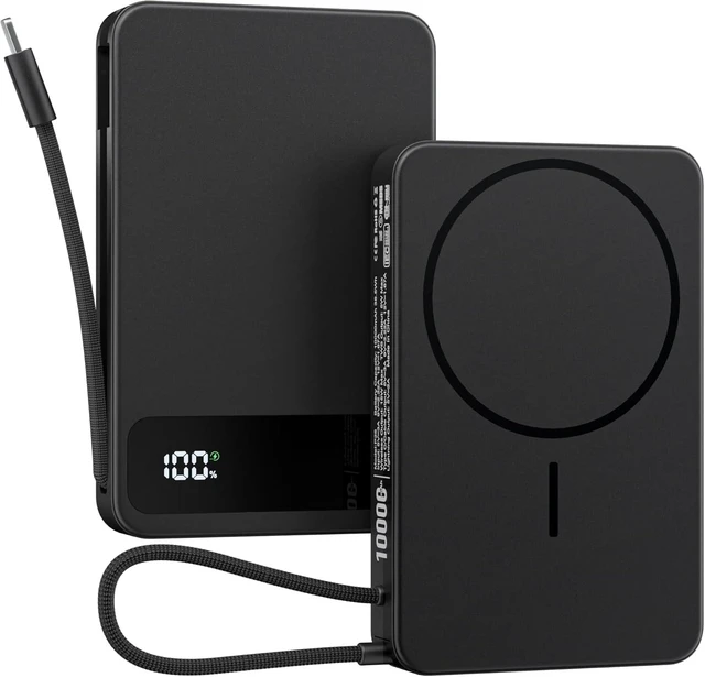 Main image of Magnetic Power Bank, 10,000mAh Wireless Portable Charger for Mag-Safe Fast Charging, Battery Pack with USB-C Cable 20W in/Out for iPhone 18/17/16/15/14/13/12/Plus/Pro/Pro Max/Air/Duo, AirPods & More