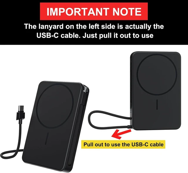 Alt view image 2 of 7 - Magnetic Power Bank, 10,000mAh Wireless Portable Charger for Mag-Safe Fast Charging, Battery Pack with USB-C Cable 20W in/Out for iPhone 18/17/16/15/14/13/12/Plus/Pro/Pro Max/Air/Duo, AirPods & More