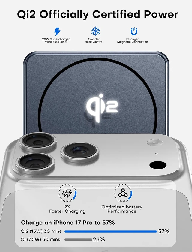 Alt view image 2 of 7 - for Magsafe Power Bank Portable Charger 10000mAh Qi2 for iPhone 12-17