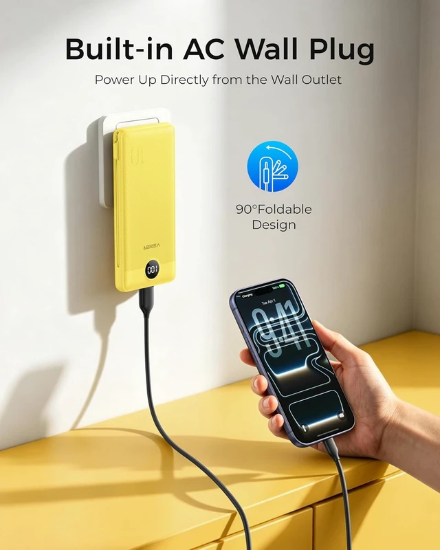 Alt view image 2 of 7 - VEGER Portable Charger for iPhone, Power Bank Built in Cables and Wall Plug