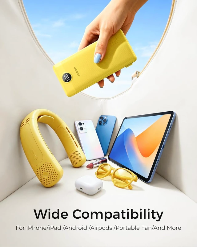 Alt view image 4 of 7 - VEGER Portable Charger for iPhone, Power Bank Built in Cables and Wall Plug