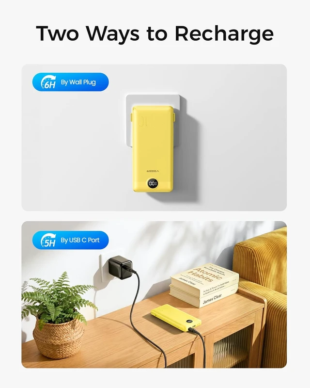 Alt view image 5 of 7 - VEGER Portable Charger for iPhone, Power Bank Built in Cables and Wall Plug