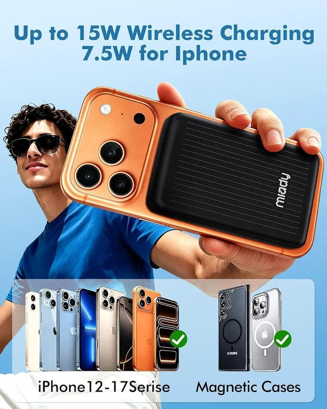 Alt view image 3 of 7 - Miady Magnetic Portable Charger Power Bank for iPhone 10000mAh,