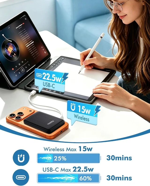Alt view image 4 of 7 - Miady Magnetic Portable Charger Power Bank for iPhone 10000mAh,