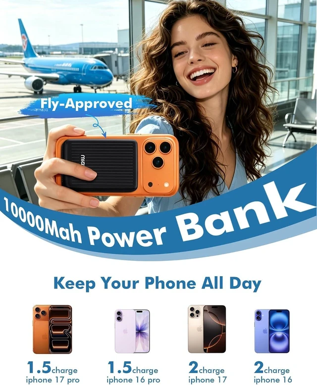 Alt view image 5 of 7 - Miady Magnetic Portable Charger Power Bank for iPhone 10000mAh,