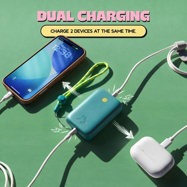 Alt view image 5 of 7 - Nimble Champ Portable Charger, 10000mAh Power Bank, 20W Dual USB-C Charging