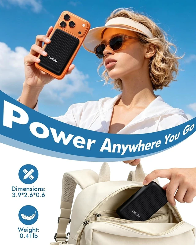 Alt view image 7 of 7 - Miady Magnetic Portable Charger Power Bank for iPhone 10000mAh,