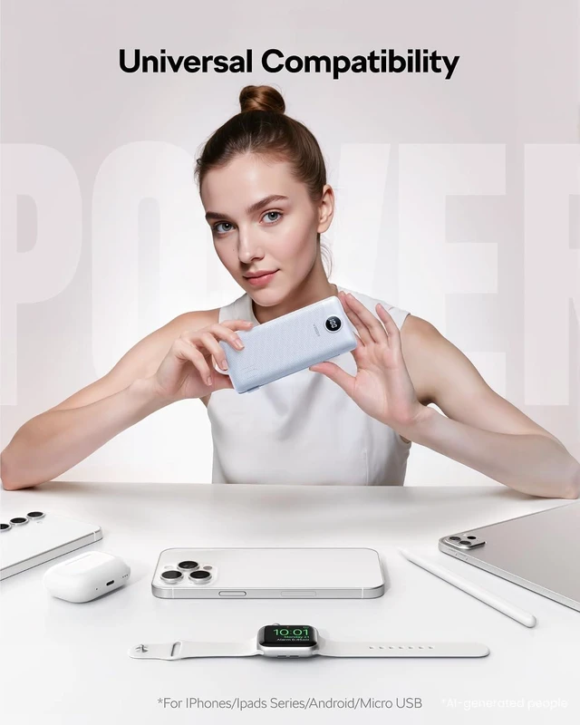 Alt view image 6 of 7 - VEGER Portable Charger, 10000mAh Power Bank, Built in Wall Plug and Cables