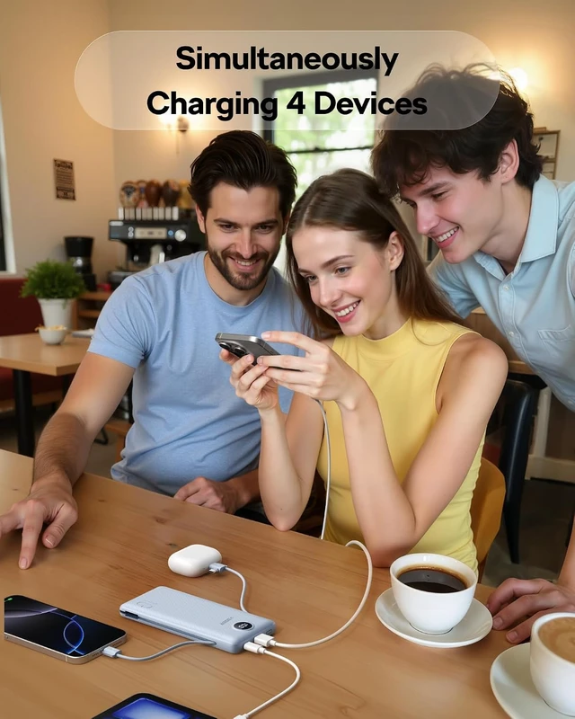 Alt view image 3 of 7 - VEGER Portable Charger, 10000mAh Power Bank, Built in Wall Plug and Cables
