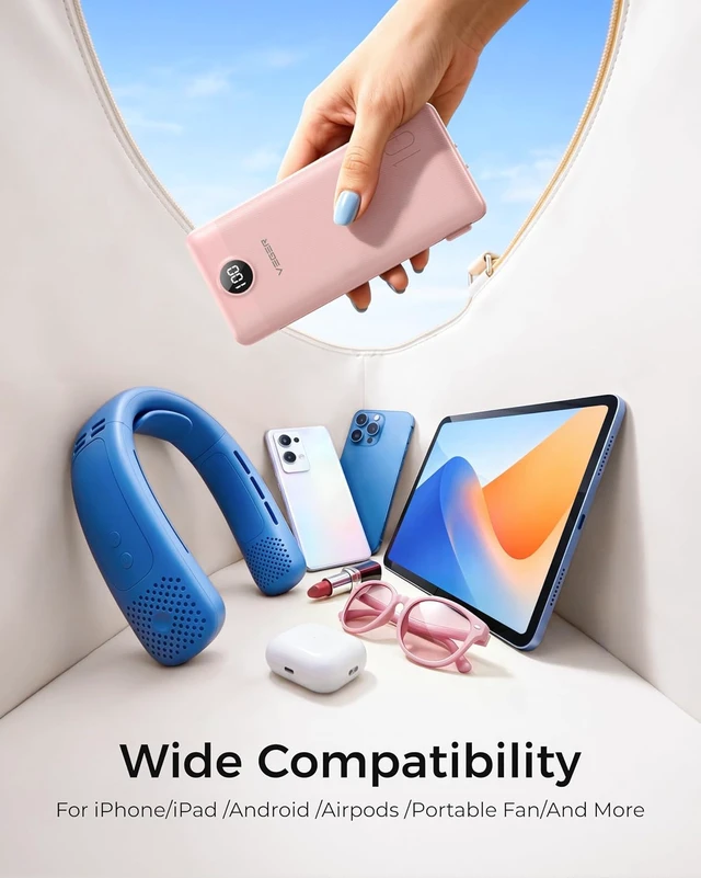 Alt view image 4 of 7 - VEGER Portable Charger for iPhone, Power Bank Built in Cables and Wall Plug